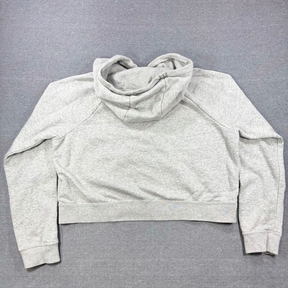 Nike Hoodie Women Large Gray Cropped Fleece Pullover Logo Raglan Sportswear - Picture 2 of 6